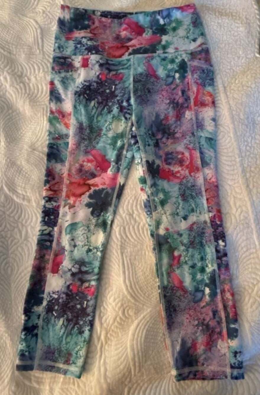 RBX Multicolor Abstract Watercolor Floral Print High Waisted Pocket Leggings Siz